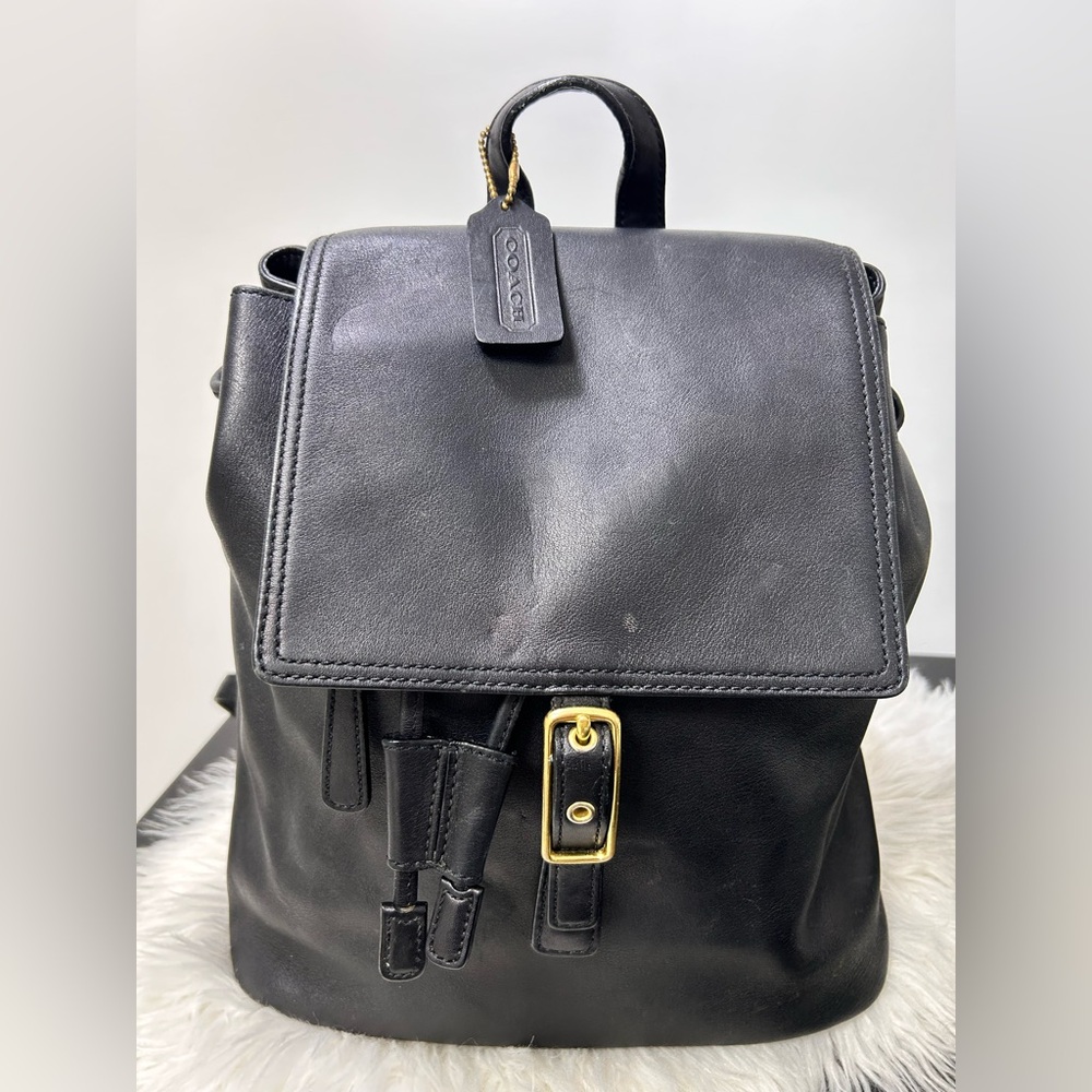 Vintage Hampton Legacy Black Leather Backpack